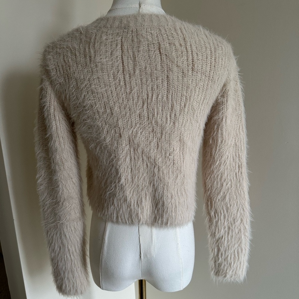 Zara Cream Cropped Button Down Sweater - Small - Picture 3 of 6
